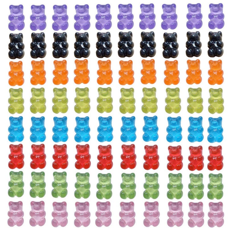 Smanzu 80 Pcs Candy Gummy Bear Charms Resin Bear Pendants for DIY Crafting Slime Dollhouse Decoration(Multi Colors) - Image 1